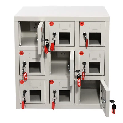 Cell Phone Lock Box 9 Slots Phone Locker & Key Cell Phones Storage Cabinet - Image 1 of 4