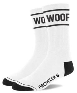 PROWLER FETISH CREW SOCKS RED COTTON SLOGAN WOOF SOCKS GAY FETISH SOCKS - Picture 1 of 3
