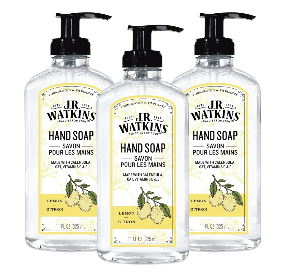	Sabonete líquido para as mãos J.R. Watkins com dispensador limão sem crueldade 11 fl oz pacote com 3	 - Imagem 1 de 4