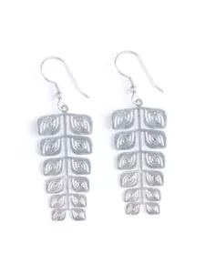 Orecchini Foglia Mata Traders Arcadia Certificati Commercio Fair Trade Ciondoli Argento Regalo - Foto 1 di 9