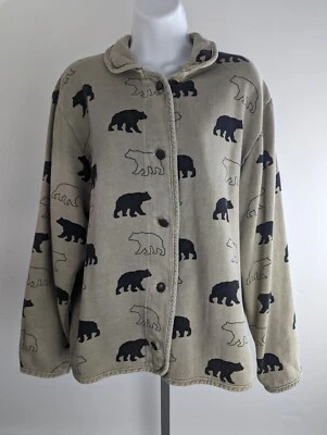 Suéter Woolrich Para Mujer Talla Grande Cuello Abotonado Oso Camping ADK Exterior Foto 1 de 4