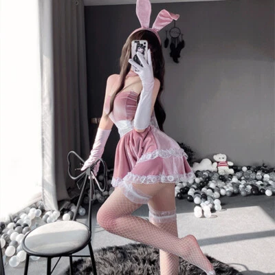 Sexy Lencería Conejo Niña Navidad Conejito Juegos con disfraces Vestido Disfraz Halloween Conjunto Foto 1 de 4
