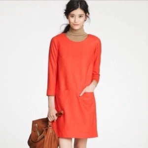 $248 NWT J CREW Bright Flame Jules Dress SEASONLESS ESSENTIAL Amazing Color 2 XS - Picture 1 of 19