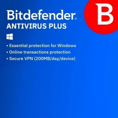 Bitdefender Antivirus Plus 3 Year For 5 WINDOWS PC + Daily VPN - Image 1 of 4