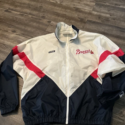 VTG Atlanta Braves COLUMBIA Windbreaker Jacket Men's L Full Zip Baseball Cover