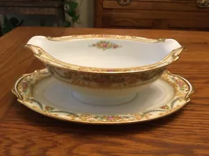 VTG Noritake Cynara 3829 Gravy Boat w/attached Under Plate Made in Japan - Picture 1 of 6