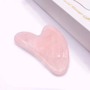 Natural Rose Quartz Gua Sha Board Crystal Guasha Stone Body Scraper Massage Tool - Picture 1 of 11