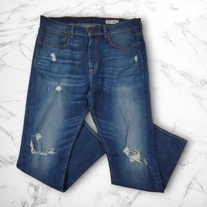 Cremieux Men's Denim Jeans Size 38x34 Blue Dark Wash Distressed Straight - Picture 1 of 13