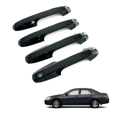 For 2003 2004 2005 2006 2007 Honda Accord GLOSS BLACK Door Handle Covers Overlay - Imagem 1 de 4