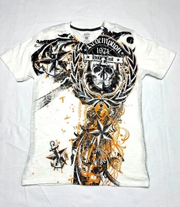 Men's White Skull T-Shirt-S-M - Picture 1 of 2