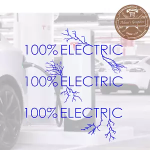 3x 100% Elektro Aufkleber - BLITZ Auto Fahrzeug EV Laden - Bild 1 von 1
