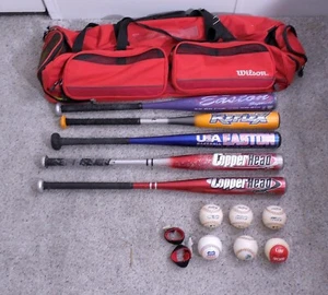 Little League Babe Ruth Baseball Lot Schläger Bälle Wilson Tasche Easton Copperhead - Bild 1 von 8