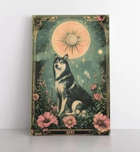 Siberian Husky Dog Wall Art Print | Tarot Card Earthy Celestial Witchy Mystical - Picture 1 of 15