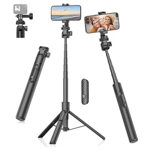Selfie Stick Stativ 155cm Aluminium Tragbar Handy & Action Kamera Halter - Bild 1 von 10