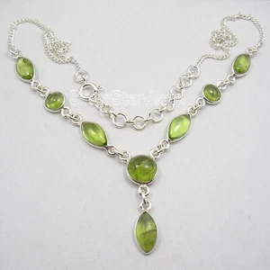 FLASH SALE TODAY 925 Silver Handmade Jewelry Hashtags Peridot Necklace 18.2" - Picture 1 of 2