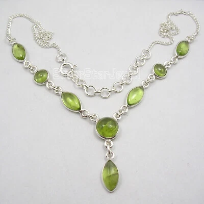 FLASH SALE TODAY 925 Silver Handmade Jewelry Hashtags Peridot Necklace 18.2" - Image 1 of 2