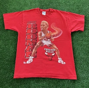 Vintage 90er Dennis Rodman Chicago Bulls Karikatur T-Shirt Pro Player Herren L 22x28 - Bild 1 von 8