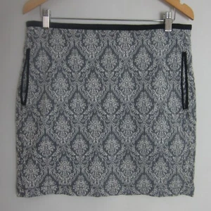 Harper Mujer S Azul Blanco Floral Brocado Algodón Falda Recta Bolsillos Casa de Campo - Imagen 1 de 6