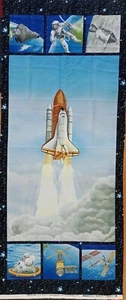 I WANT MY SPACE BENARTEX QUILTING PATCHWORK SPACE SHUTTLE EARTH GALAXY MOONS - Picture 1 of 8