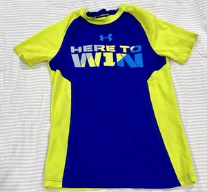 Under Armour Juvenil Talla Mediana Manga Corta Calce Suelto Neón Amarillo Azul Heatgear - Imagen 1 de 8