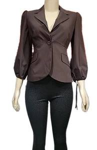 Laundry By Shelli Segal Size 8 Brown Women's Blazer Balloon Sleeve NWT #C - Picture 1 of 11