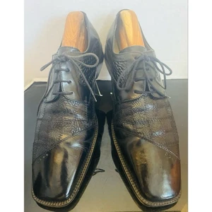 Steve Harvey Collection Schwarz Leder Herren Webmuster Elegant Schuhe Größe 11M - Bild 1 von 10