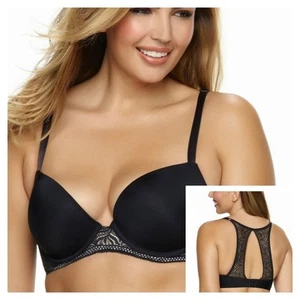 Paramour Carolina Seamless Plunge Contour Bra Lace Keyhole Racerback Size 36G - Picture 1 of 16