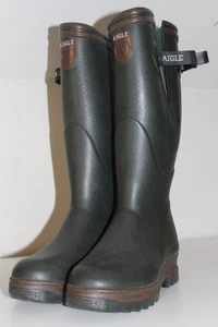 AIGLE Parcours 2 Green Rain Rubber Boot Size 38 Wellington Equestrian Wellies - Picture 1 of 11