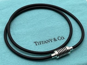 TIFFANY&Co. Necklace Paloma Picasso Groove Surfer Choker AG925 Rubber Cord - Picture 1 of 15