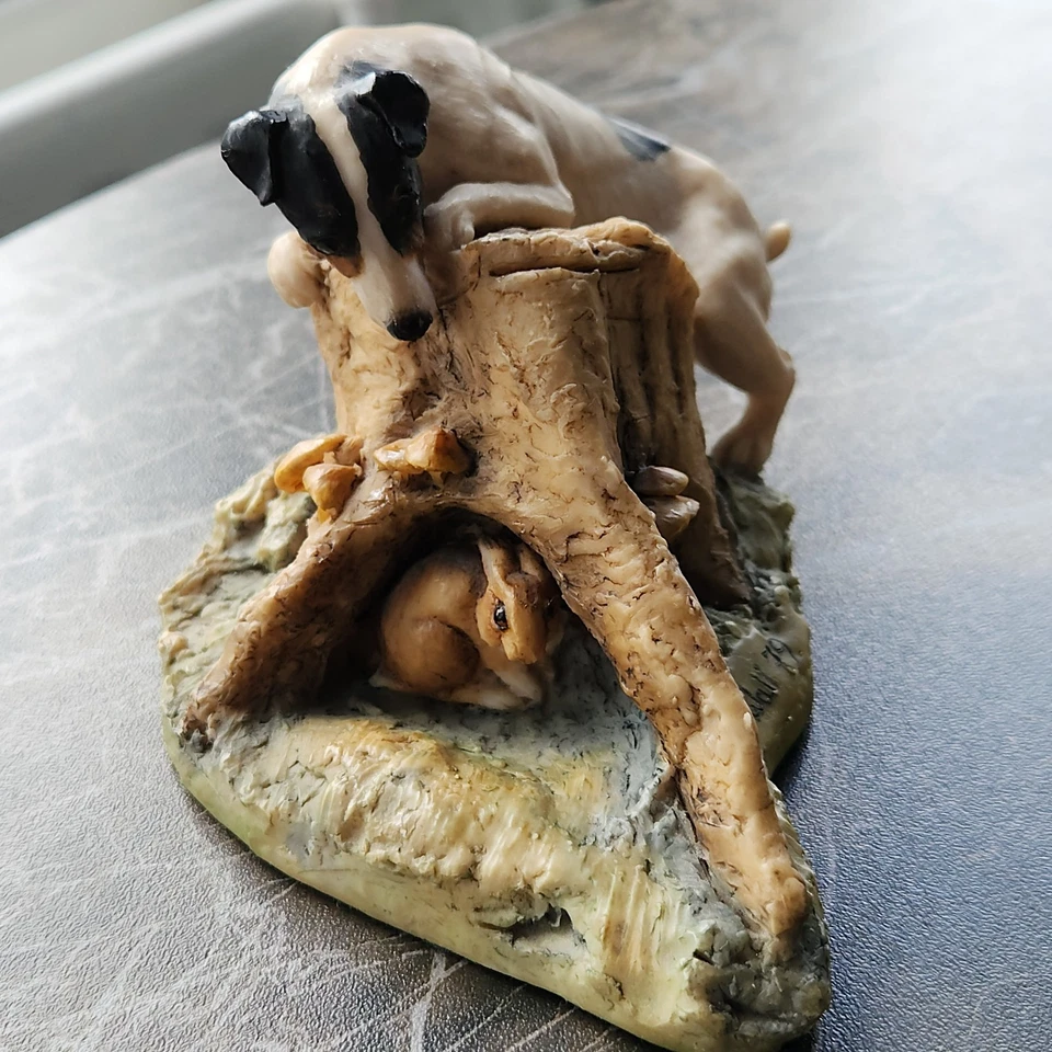 Border Fine Arts Terrier Chasing a Rabbit Figurine Vintage 1979 by Anne Wall - Image 1 of 4