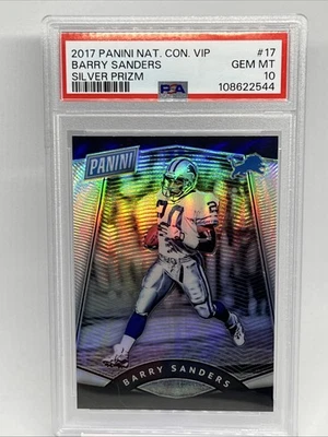 2017 Panini National Convention VIP Barry Sanders #17 Silver Prizm SP PSA 10 - Image 1 of 3