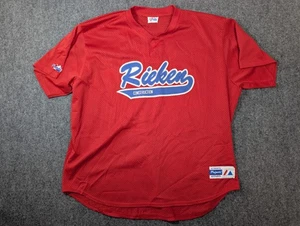 Maglia Costruzione Majestic Ricken Vintage Anni 90 Uomo XL Rossa Made In USA - Foto 1 di 8