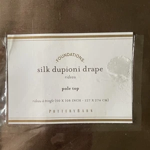 New! Pottery Barn Silk Dupioni Drape Curtain Panel Pole Top 50x108 Lined - Picture 1 of 4