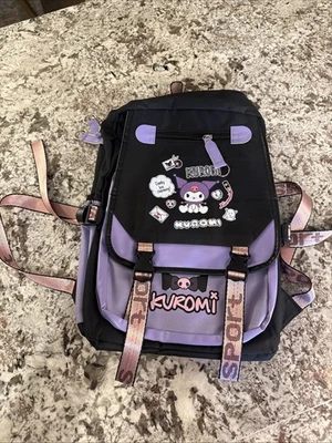 Hello Kitty Kuromi Backpack 17.2 Sanrio Red Bows Girls Purple, And Black - Image 1 of 2