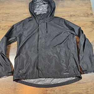 Lands End Rain Jacket Womens XL Black Hooded Full Zip Weathergear Outdoor - Picture 1 of 8