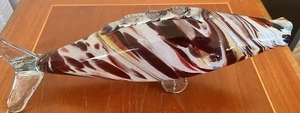 Vintage Murano style Glass Fish 1970's Hand Blown Free Standing Glass Fish 12” - Picture 1 of 3