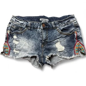 Y2K Mossimo Embroidered Low Rise Denim Shorts Womens Size 7 - Picture 1 of 4