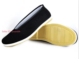 Men Retro Chinese Martial Art Kung Fu Cloth Shoes Tai Chi Flats Casual Soft Sole - Picture 1 of 13