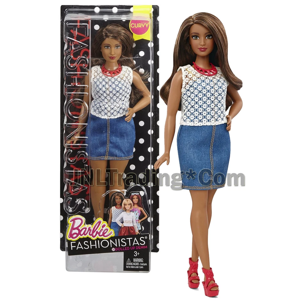 Barbie Fashionistas #32 Muñeca afroamericana curvilínea DPX68 denim doblado Y 2015 Foto 1 de 1
