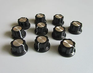 10pcs Black w/ Chrome Cap Effects Pedal Knobs Push on Knob fits BOSS Effects - Picture 1 of 3