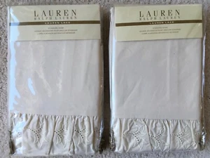 JUEGO DE 2 FUNDAS DE ENCAJE RALPH LAUREN PACIENCIA EN CREMA NUEVAS EN PAQUETES - Imagen 1 de 6