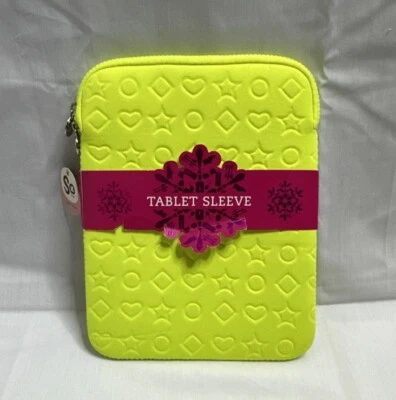 "NUEVA Funda Neón para Tableta Estuche Electrónico Repujado Amarillo Cremallera Superior 8 X 10""" Foto 1 de 3