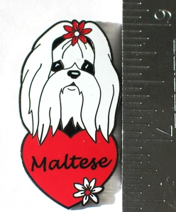Maltese White Cloisonne Dog Pin _ Cashmere Katie Edition (lg sz) - Picture 1 of 1