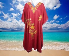 Womens Kaftan Dress, Red Bohemian Midi kaftan Dress, Kimono sleeve caftan L-4XL