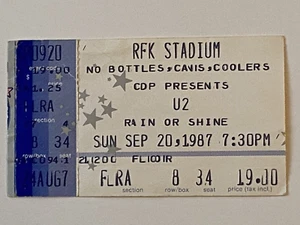 "Ticket Stub U2 20. September 1987 Rock Group toller Zustand Glossey 3 1/2"" x 2" - Bild 1 von 6
