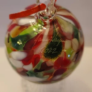 3" mundgeblasen Kunst Glas Weihnachtsschmuck Handarbeit Handwerk Vintage signiert & datiert 2022 - Bild 1 von 5