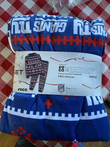 Giants NY -NFL-2pc Large Mens Crew Neck Pajama Set-NWT By Coco Blue And Red Cover
