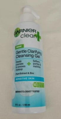 Garnier Clean+ Clarifying Cleansing Gel Sensitive Skin, 8 Fluid Ounces NEW. - Image 1 of 2