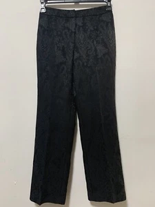 Talbots Petite Women 2 Black Ankle Pant Wool Blnd Damask Pattern Dressy Classic - Picture 1 of 9