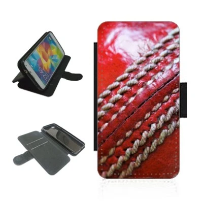 Cricket ball Phone Case Wallet design flip Cover For iPhone / Samsung A S - Image 1 of 3